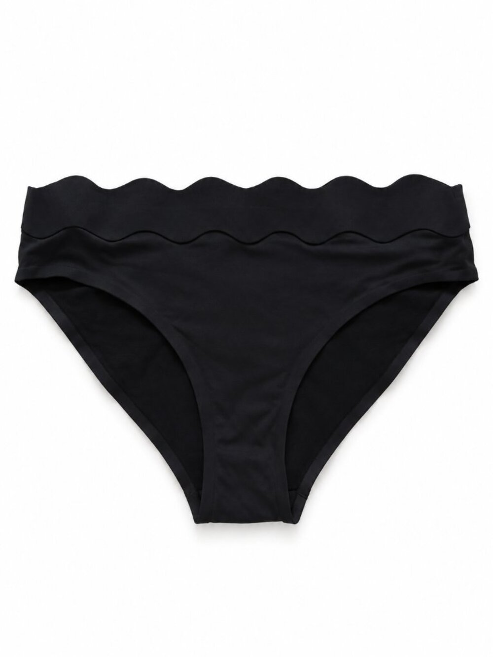 NWT Mango MNG Black Scalloped High Waisted Bikini Bottoms Swim Small